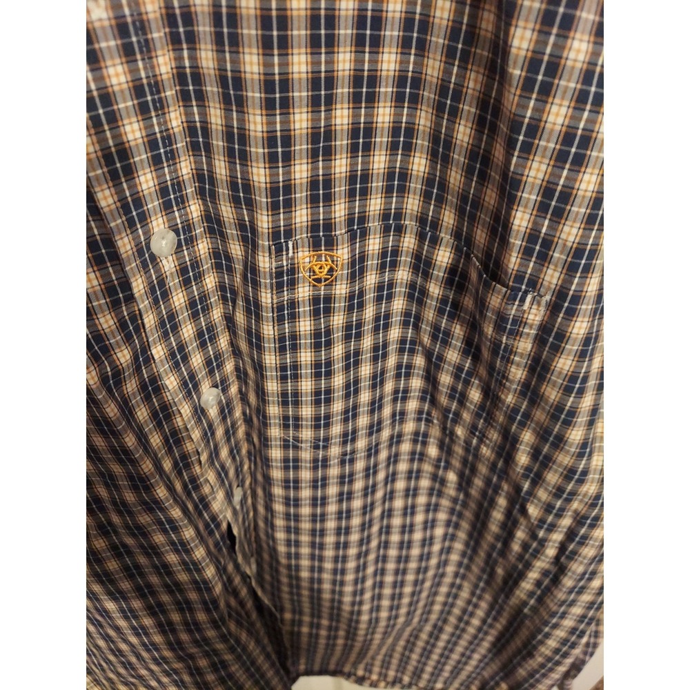 Ariat Pro Series LT Men's Button Up Long Sleeve Plaid Shirt Cowboy Rodeo Blue - Picture 6 of 12